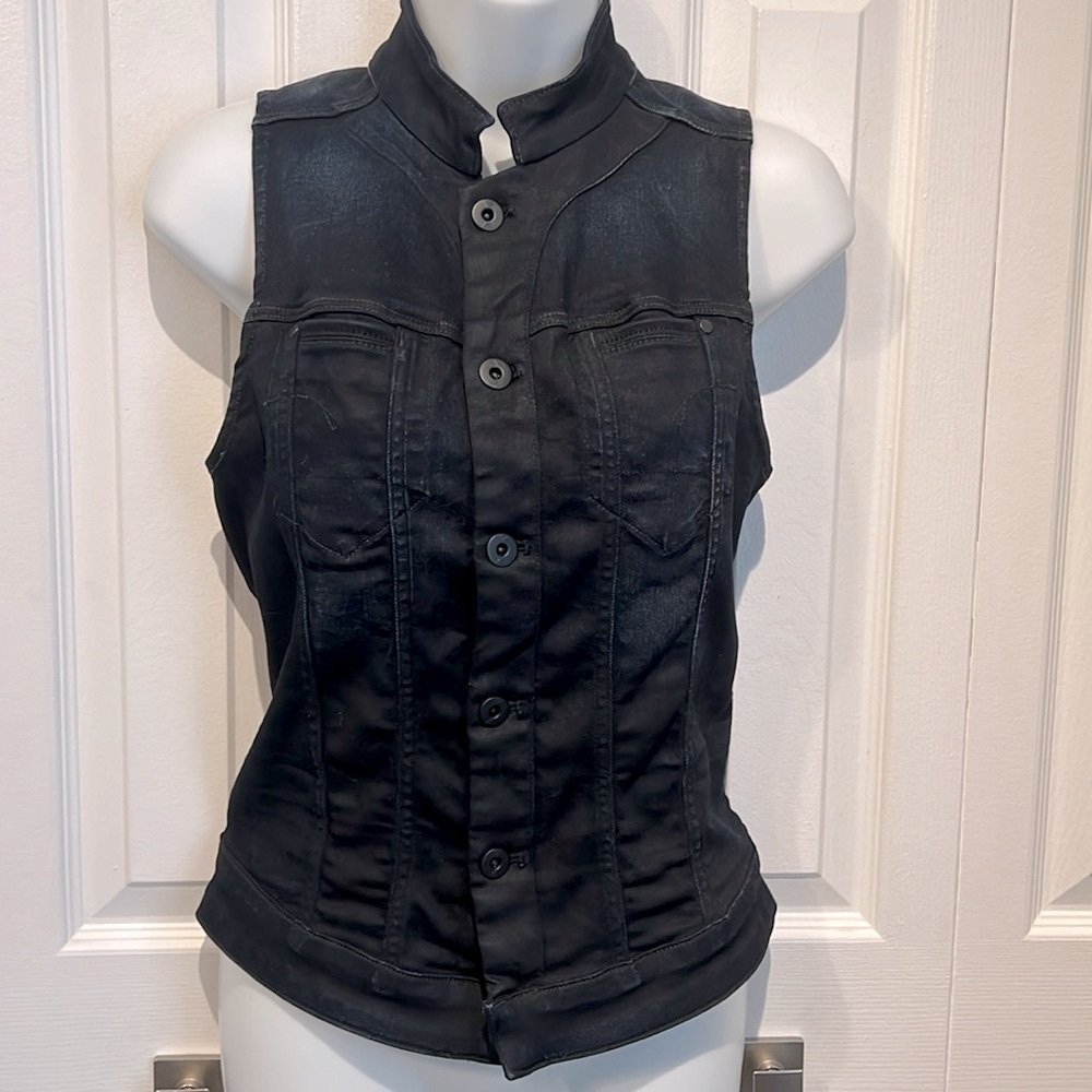 G Star Raw‎ Black Button Up Vest Size S